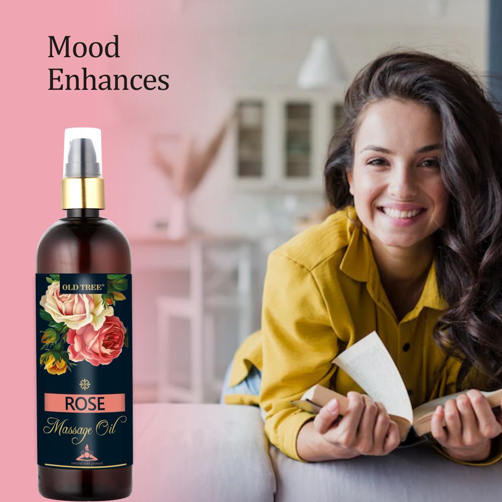 Old Tree Rose Body Massage Oil - Liquid, 250ml | Enriched With Rose Oil, Improves Blood Circulation, Transparent, Suitable For Adults