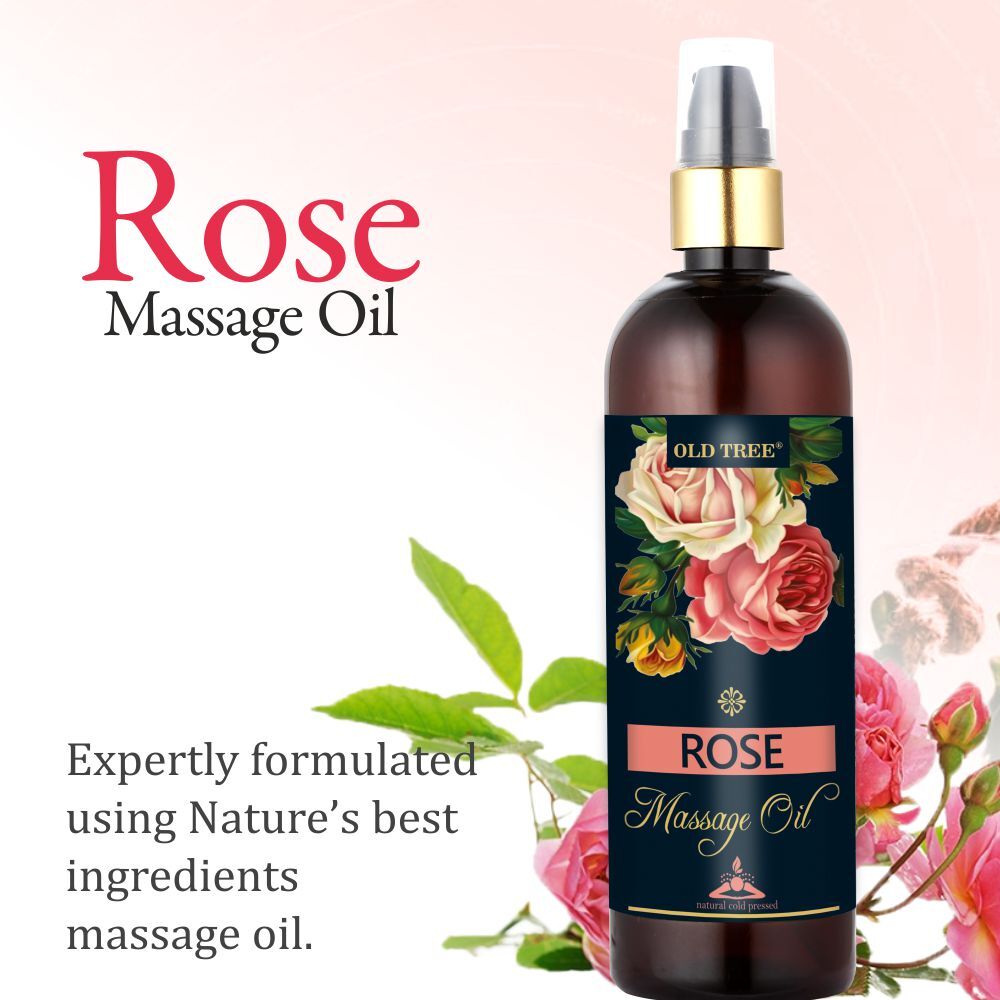 Old Tree Rose Body Massage Oil - Liquid, 250ml | Enriched With Rose Oil, Improves Blood Circulation, Transparent, Suitable For Adults