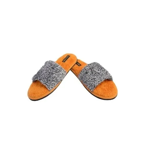 Designer Open Toe Carpet Slippers - Color: Grey And Yelllow