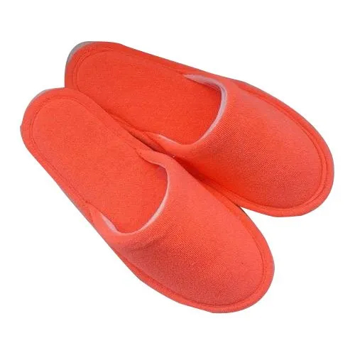 Closed Toe Bathroom Slippers - Cotton Upper, Size 6-10 | Orange, Unisex, Water Resistant