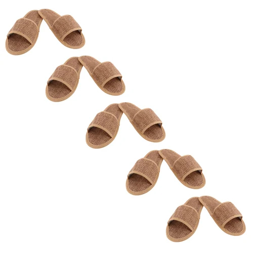 Open Toe Fancy Jute Bathroom Slipper - High Quality Fabric, Size 6-10, Brown Color | Unisex Design For All Seasons, Breathable And Comfortable