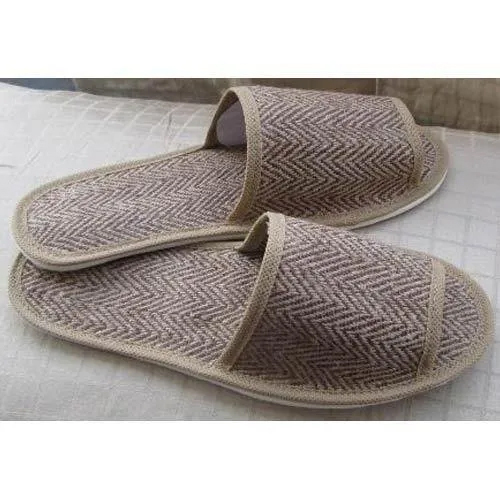 Open Toe Fancy Jute Bathroom Slipper - High Quality Fabric, Size 6-10, Brown Color | Unisex Design For All Seasons, Breathable And Comfortable