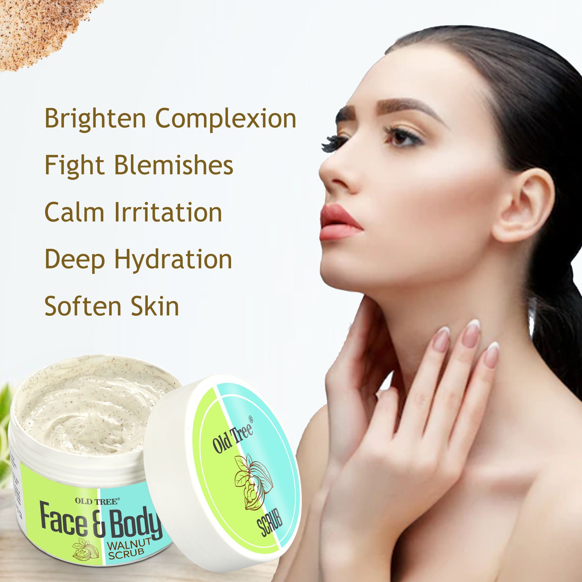 Old Tree Face And Body Scrub 100gm - Cream Texture | Removes Dead Skin Cells, Improves Skin Texture, Even Skin Tone, Suitable For All Ages