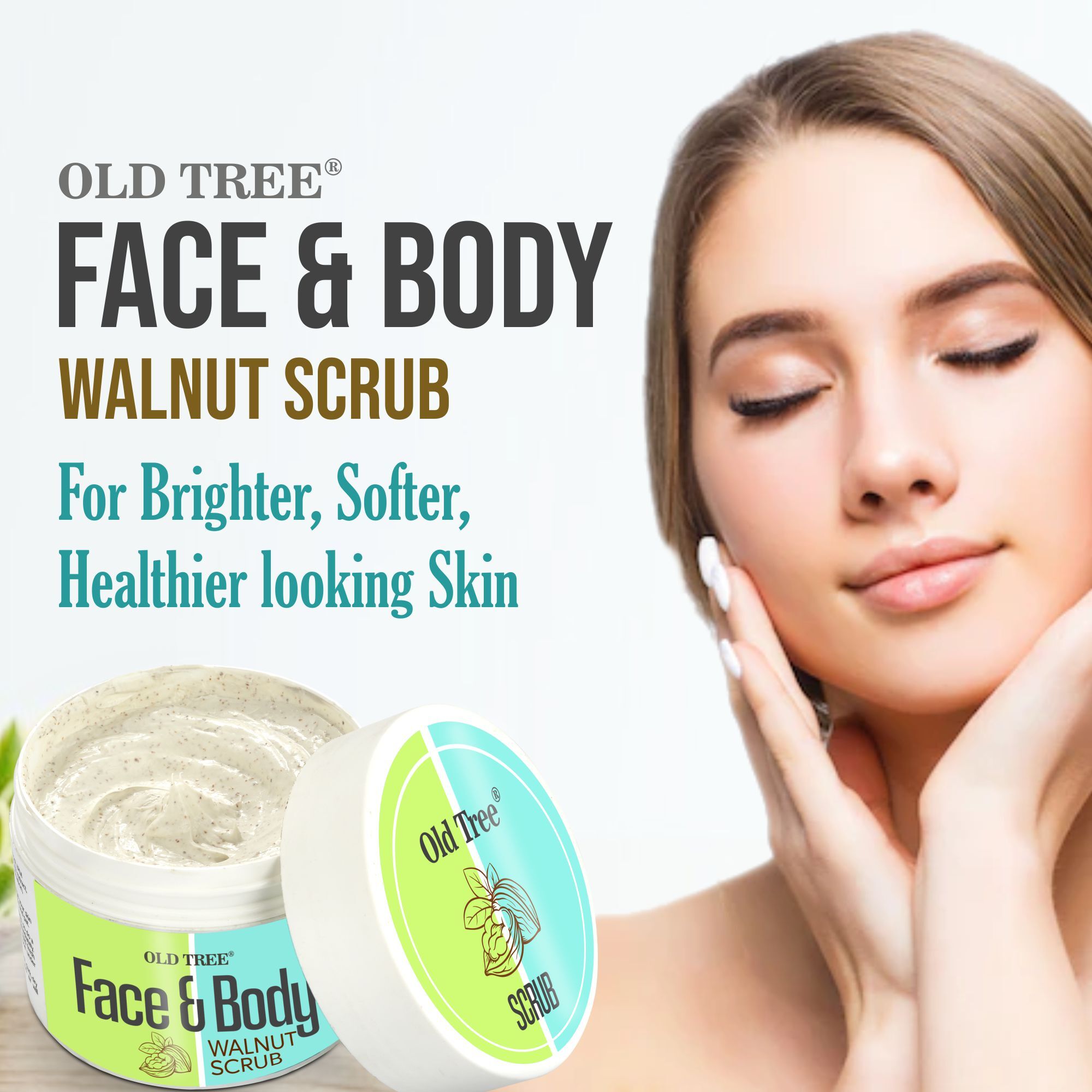 Old Tree Face And Body Scrub 100gm - Cream Texture | Removes Dead Skin Cells, Improves Skin Texture, Even Skin Tone, Suitable For All Ages
