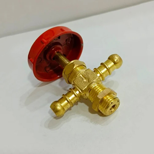 Double Nozzle Valve - Brass Material, Sizes Available, Golden Color | Easy to Install, Corrosion Resistant, Ideal for Gas Fitting