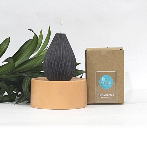 ओरिगामी पीयर ओरिगामी डिज़ाइन पीयर शेप कैंडल ग्रे कलर बर्निंग टाइम: 12-15 घंटे