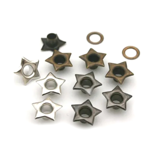 Star Shoe And Belt Eyelet - Iron and Brass Material, Multi-Size Options | Polished, Antique, and Coated Finish, Decorative Star Shape