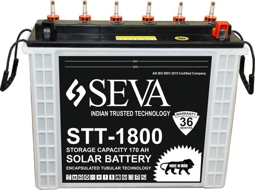 170 AH Solar Tubular Battery - 170AH, 12V, Tubular Technology | Durable Material, Low Maintenance, 36-Month Warranty, Easy-to-Handle Design
