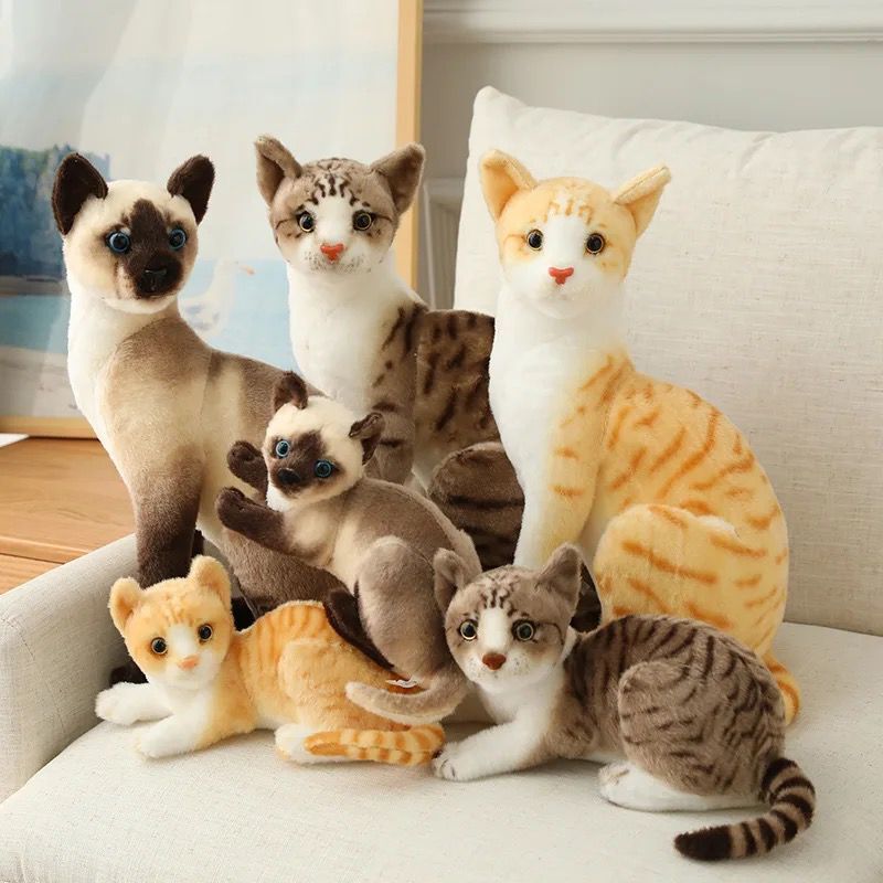 Cat Toy - Plush Medium (Approx. 30cm) , Brown And White Stuffed Animal For Ages 3+ With Moderate Flexibility And Cotton Stuffing