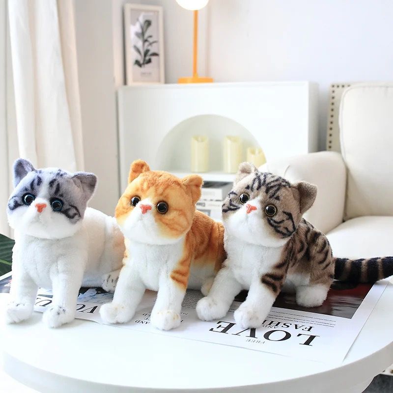 Cat Soft Toy - Color: Brown With Black Stripes And White Accents