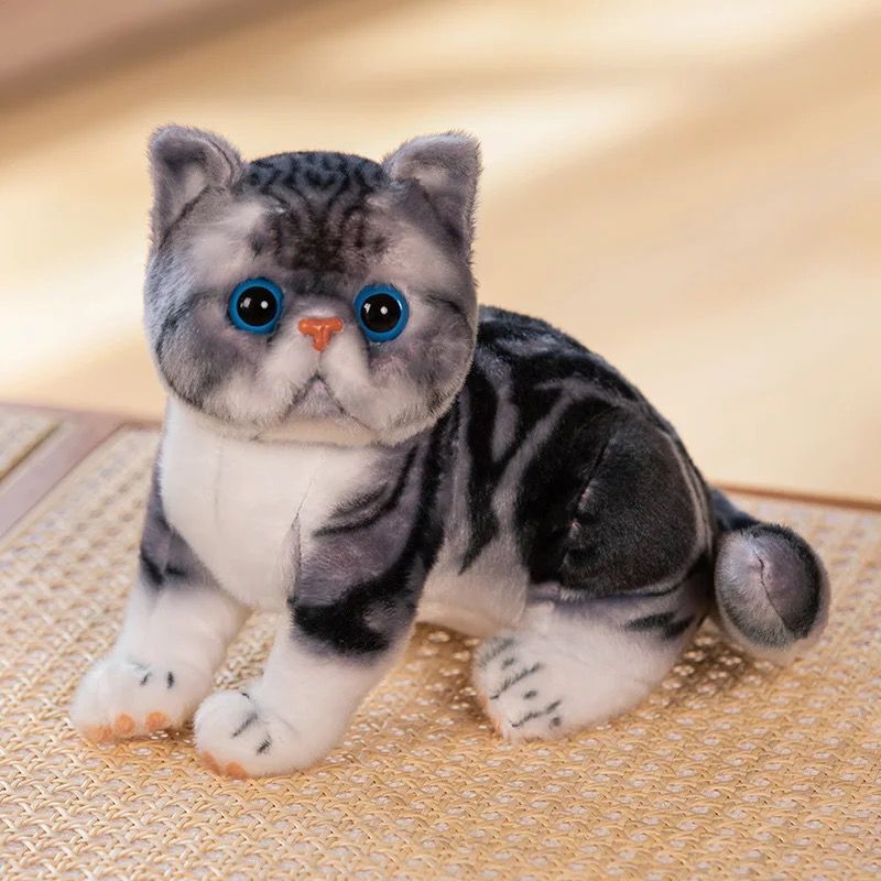 Cat Soft Toy - Color: Brown With Black Stripes And White Accents