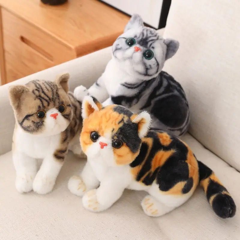 Cat Soft Toy - Color: Brown With Black Stripes And White Accents