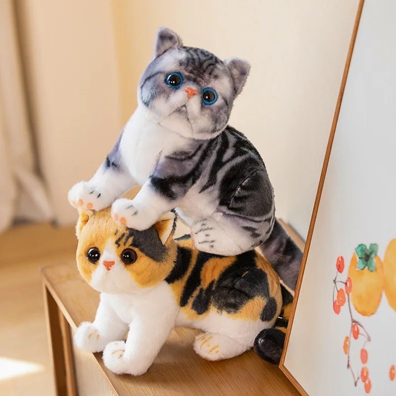 Cat Soft Toy - Color: Brown With Black Stripes And White Accents