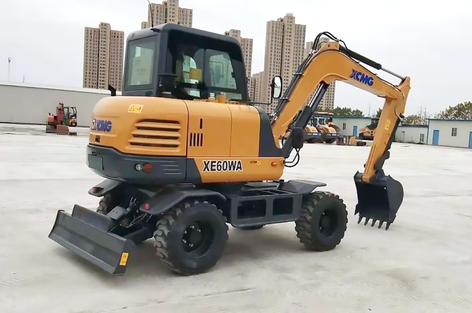 Yellow Xcmg Excavator Wheel Xe60wa New Excavator Hydraulic 6ton Wheel Excavator