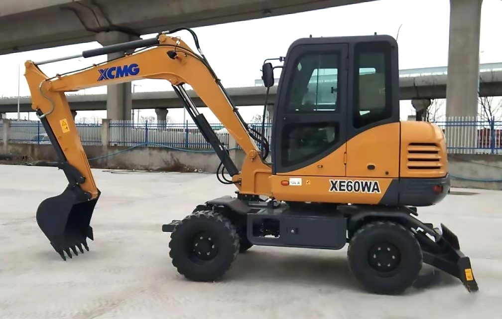 Yellow Xcmg Excavator Wheel Xe60wa New Excavator Hydraulic 6ton Wheel Excavator