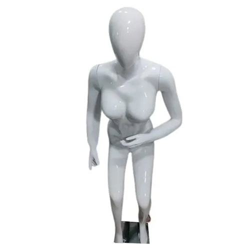 Female Fiberglass Mannequin - Medium Size, Glossy White Finish, Full Body Design, Metal Base for Stability, Suitable for Adult Female Apparel Display
