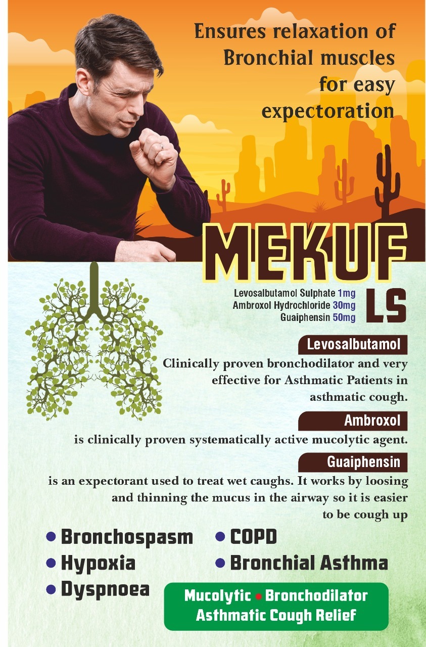 Levosalbutamol Sulphate - Guaiphenesin - Ambroxol Hydrochloride Syrup 100 Ml | Improve Breathing Disorders, Suitable For Adults, Liquid Form