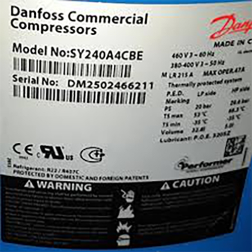 Lubricated Danfoss Sy 240 Scroll Compressor