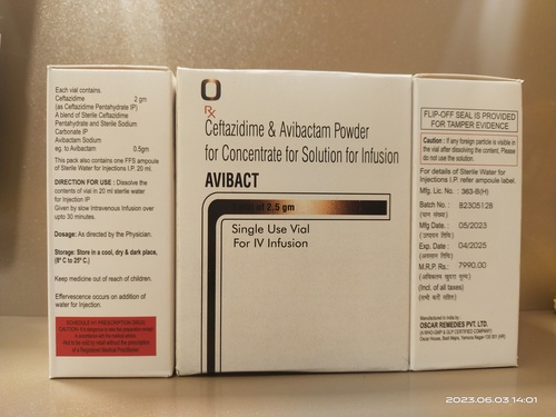 Ceftazidime Avibactam - Drug Type: Injection