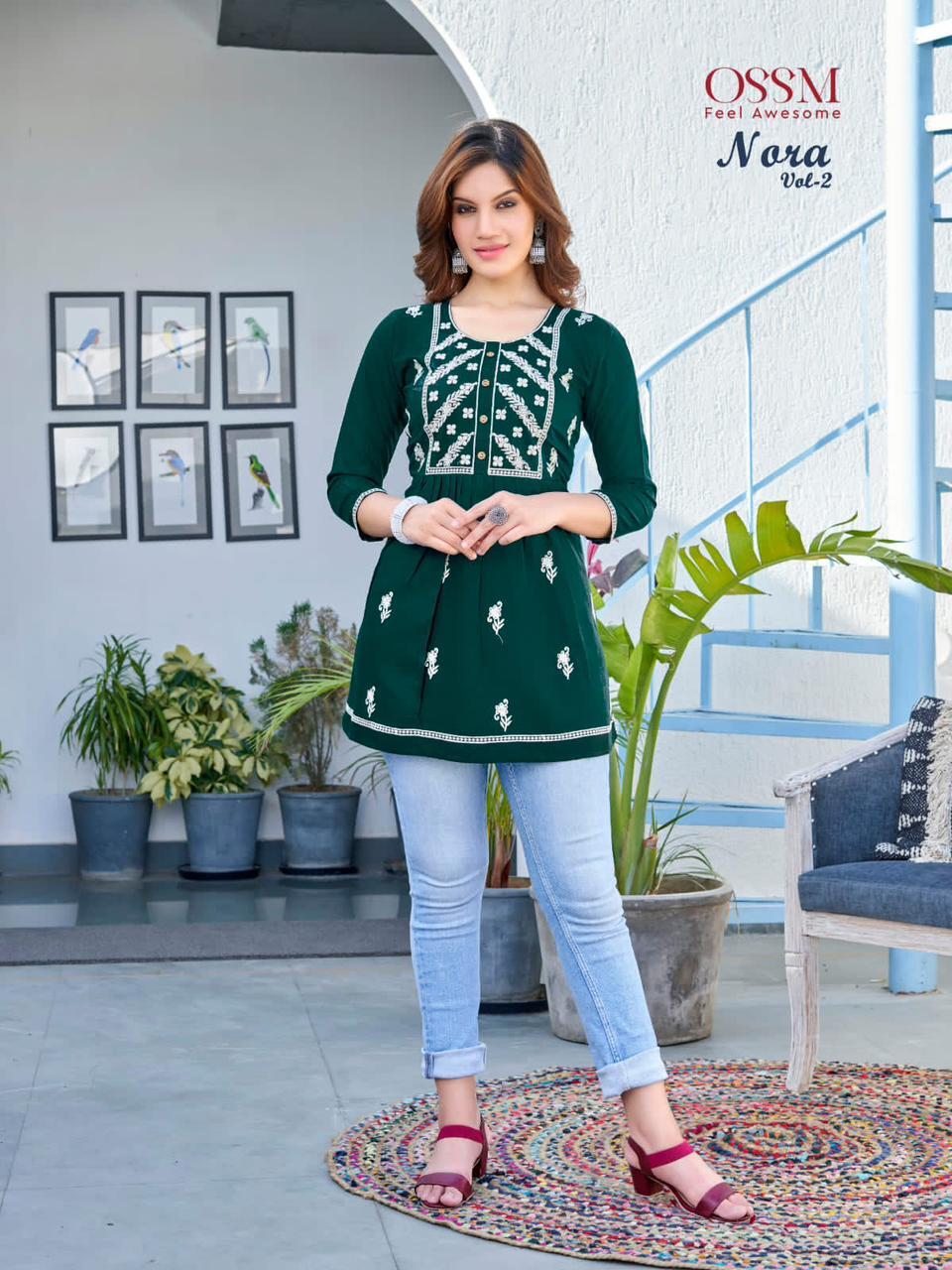 Summer Special Fancy Short Tops - Heavy Rayon Slub, Sizes S36 To Xxl44, Length 34"-36" | Breathable, Cool Pass, Quick Dry, Non Toxic, Embroidered Design