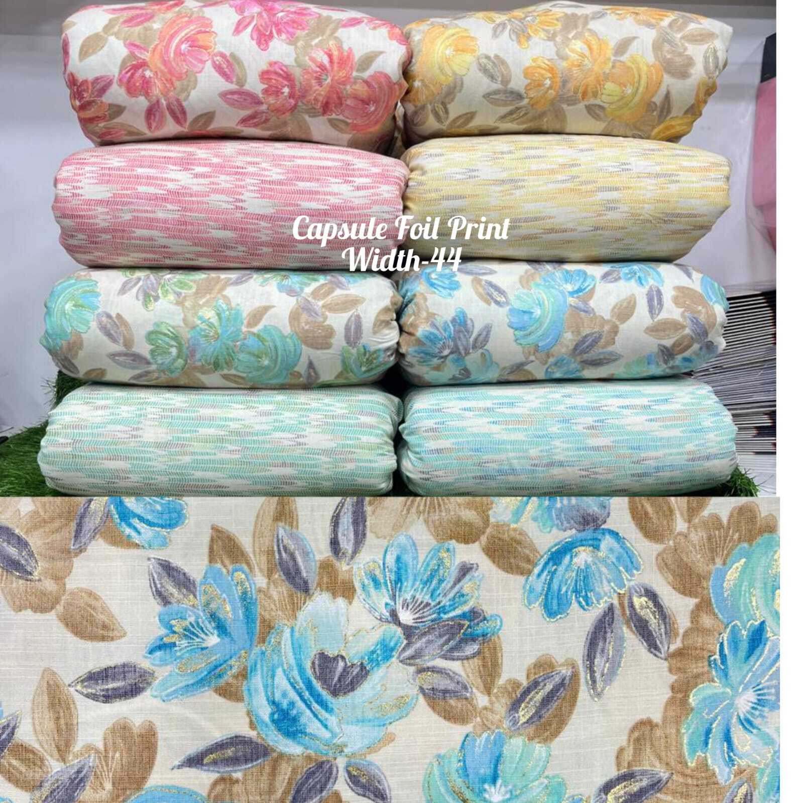 Print Fabric - Capsule Foil Print, 44 Meter Width Perfect For Kurti Design