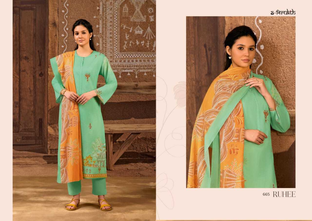 Cotton Printed Suit With Handwork - Color: As Shown In The Catalogue