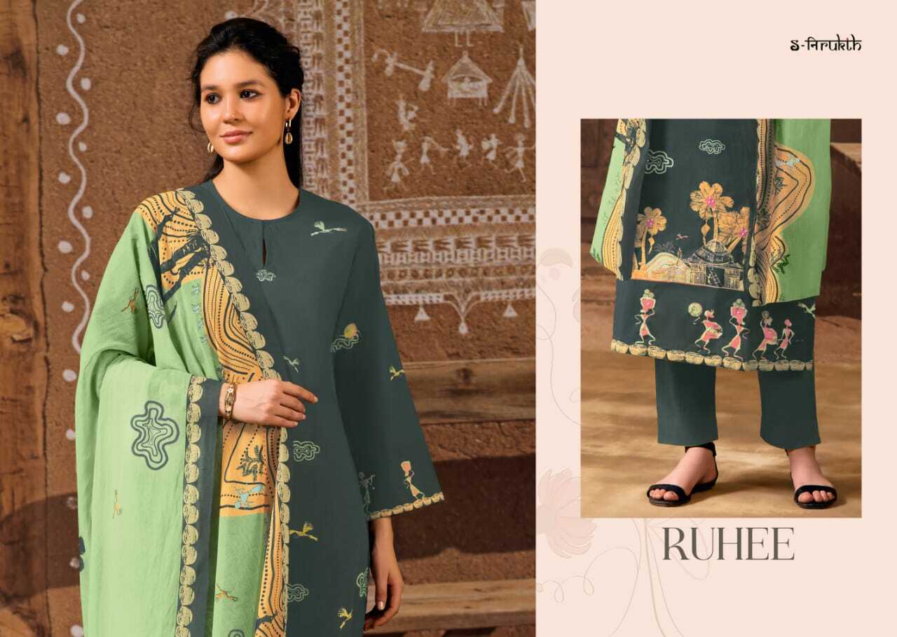 Cotton Printed Suit With Handwork - Color: As Shown In The Catalogue