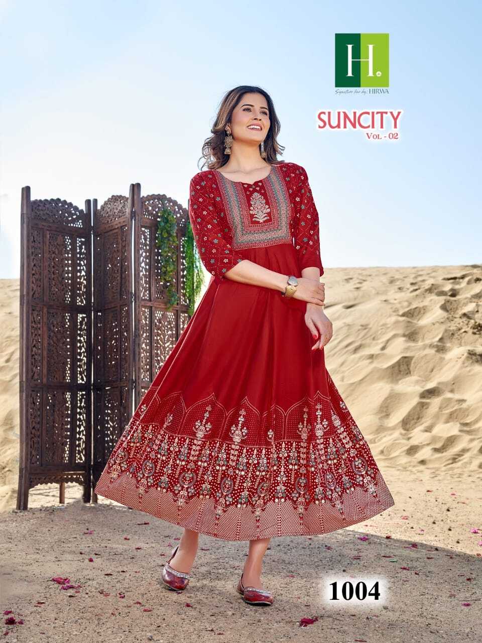 Long Flare Kurti - Heavy Rayon Foil Print, 52 Inch Length, Trendy 3/4th Sleeve, Breathable & Quick Dry, Plus Sizes M To 7xl