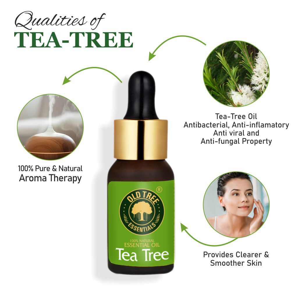 Old Tree Tea Tree Essential Oil 15ml - Liquid, Clear | 100% Pure & Natural Oil, Anti-bacterial, Aromatherapy & Cosmetic Application