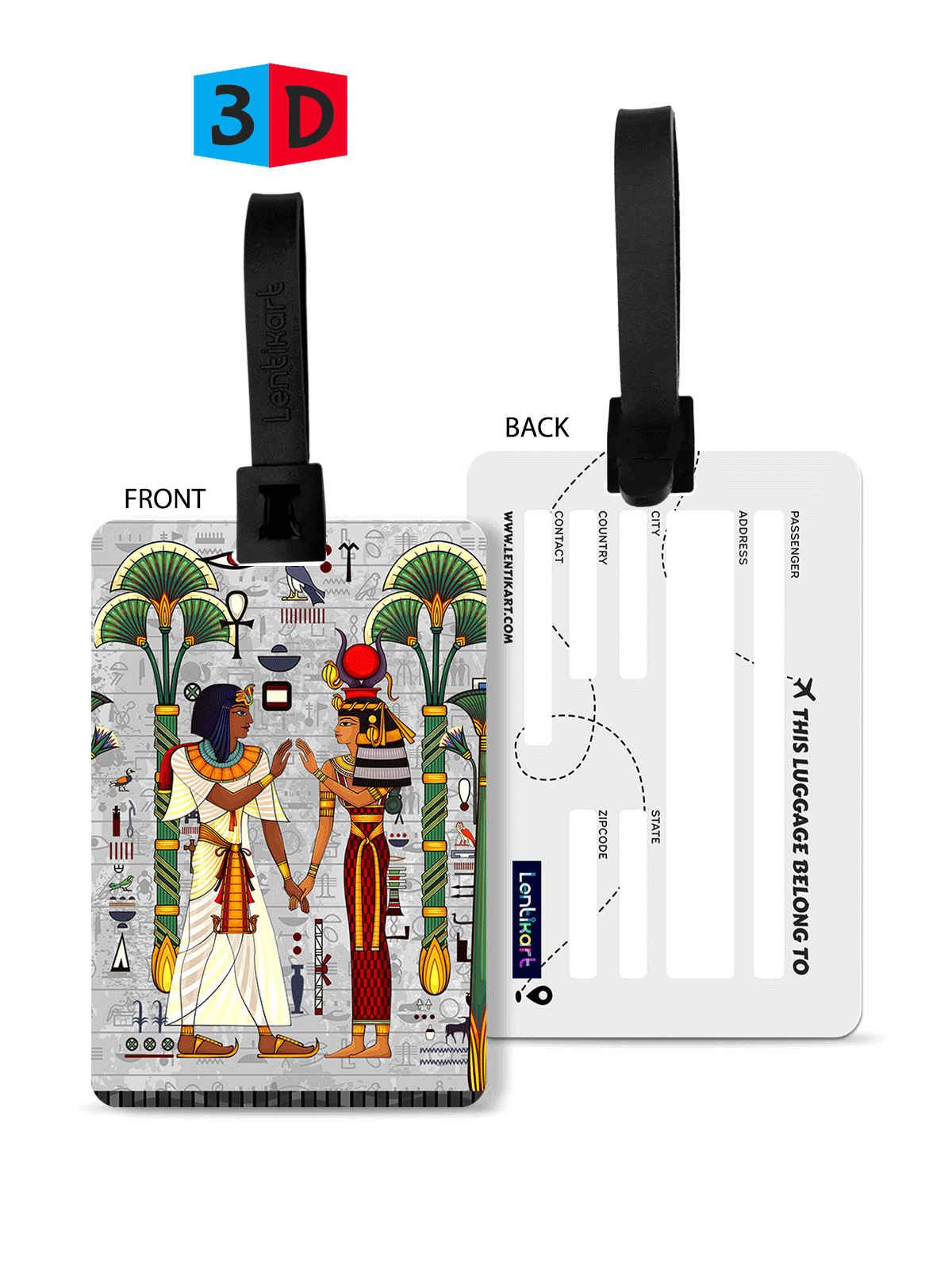 Luggage Tags - Plastic, Standard Size, Multi Color | 3d Lenticular Design, Includes Cuba, Hawaii, Egypt, And Beach Vacation Themes