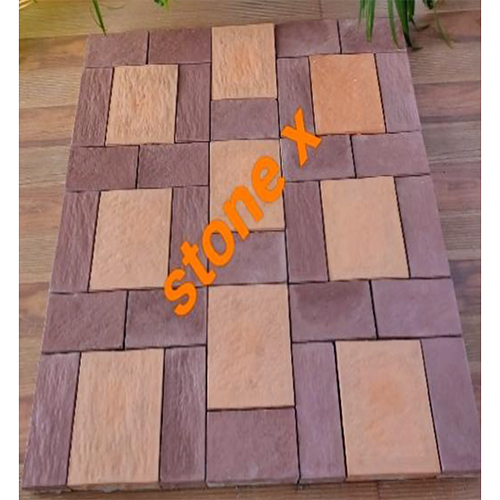 Orange And Chocolate Combi Cobbles Stone Finish Block - 200 x 200 x 60mm | High-Quality Natural Stone, Weather-Resistant, Unique Color Combination, Minimal Maintenance