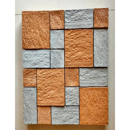 मल्टीकलर 100 X 60 Mm ऑरेंज (नारंगी) और ग्रे (धूसर) कॉम्बी कोबल्स स्टोन फ़िनिश ब्लॉक