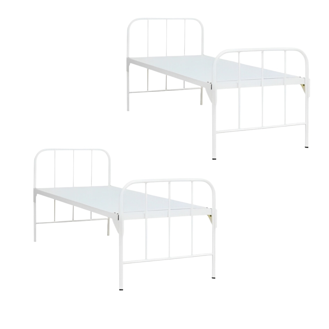Plain Bed - 220l X 100w X 60-80h Cm | Strong Crca Steel Frame, Powder Coated Molded Head And Foot Panels