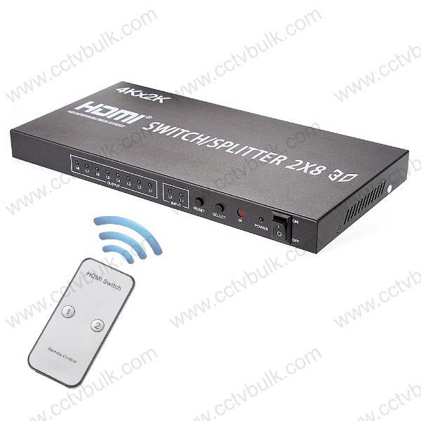 Hdmi Matrix 2x8 - Hdcp 1.4/1.4a, 4kx2k Resolution, 48-bit Deep Color | Dual Source To Eight Display Support, Remote Control, Plug-and-play