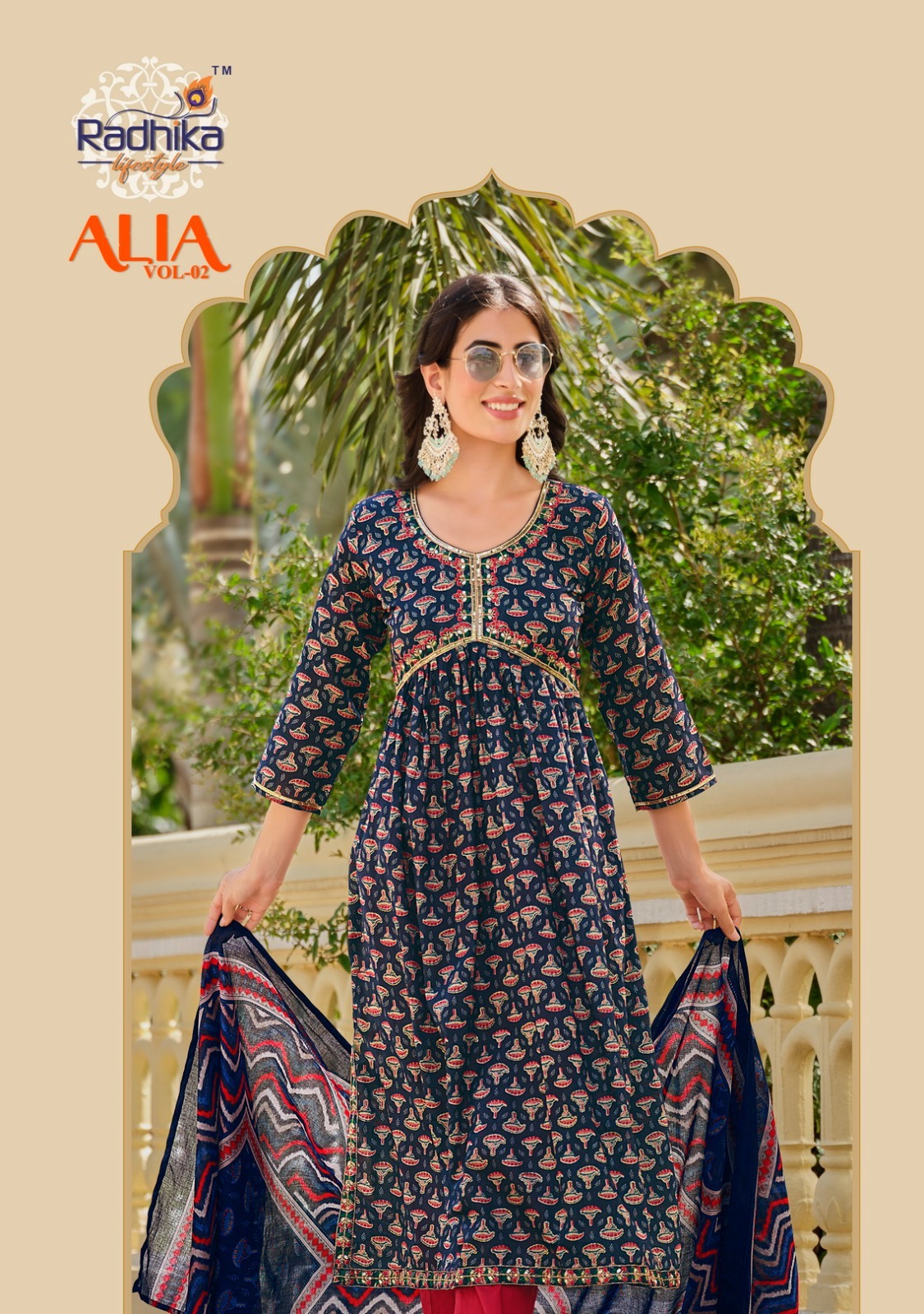 Alia Cut Gown Kurti Pant With Dupatta - Cotton 60-60d, Sizes S-4xl | Breathable, Quick Dry, Non-toxic, Embroidered, Trendy Design