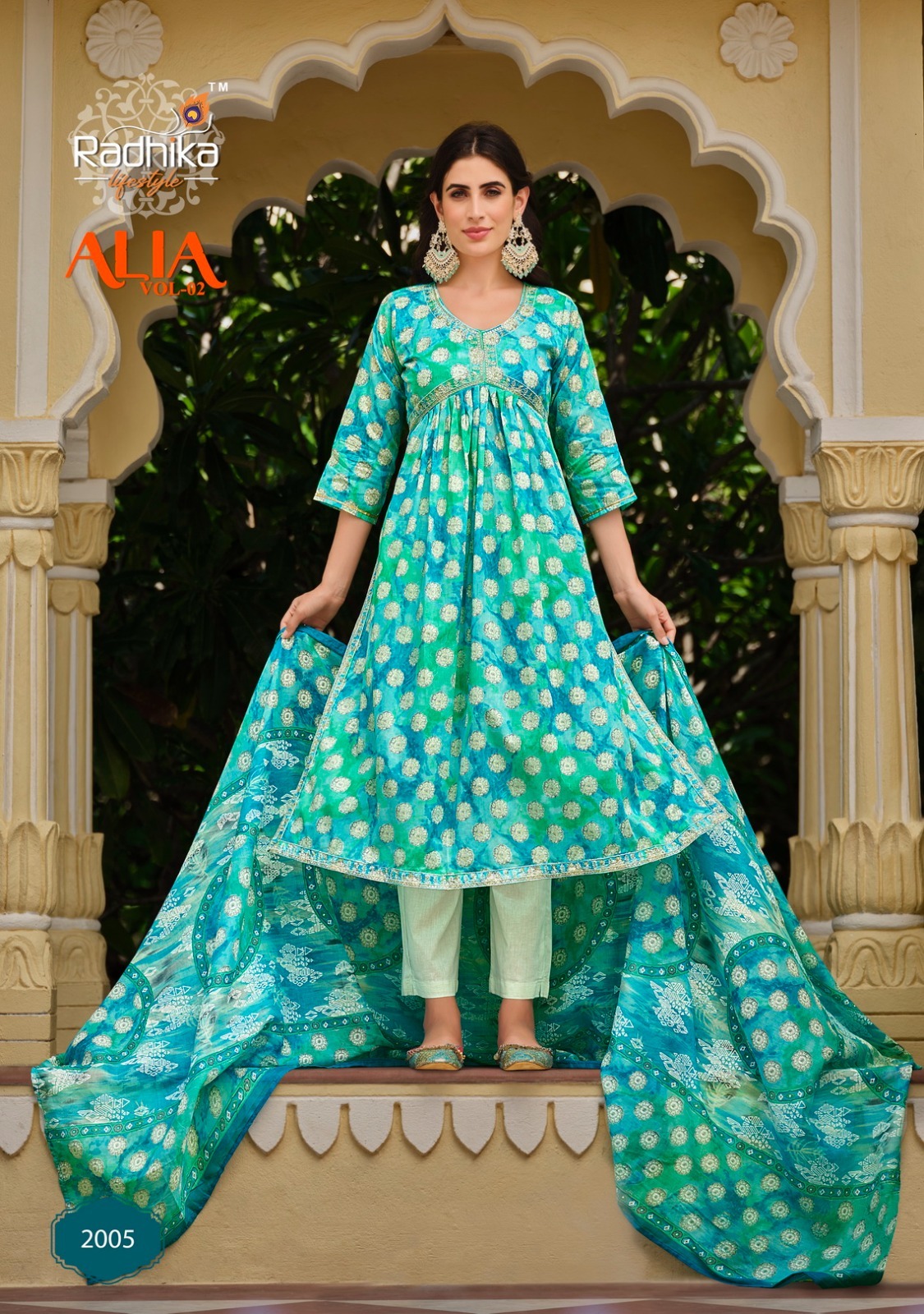 Alia Cut Gown Kurti Pant With Dupatta - Cotton 60-60d, Sizes S-4xl | Breathable, Quick Dry, Non-toxic, Embroidered, Trendy Design