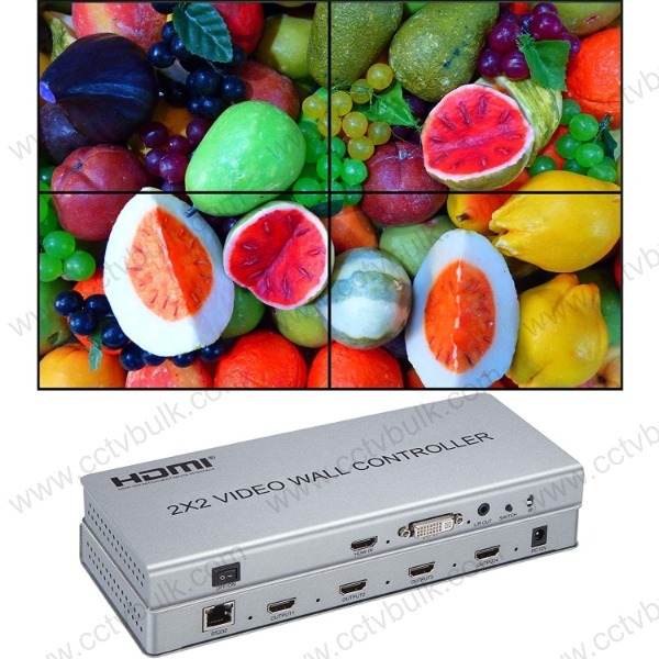 Video Wall 2x2 - 4 Hdmi Outputs, Dvi/hdmi Input, 1920x1080p Output Resolution At 60hz | Supports 2x2/1x2 Splicing, Plug And Play Operation