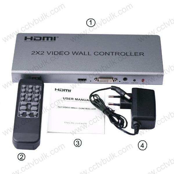 Video Wall 2x2 - 4 Hdmi Outputs, Dvi/hdmi Input, 1920x1080p Output Resolution At 60hz | Supports 2x2/1x2 Splicing, Plug And Play Operation