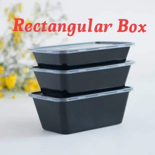 Different Available 750 Ml Black Plastic Rectangular Container