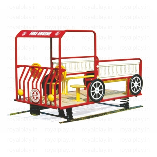 Fire Engine Spring Rider - Frp Material, 5ft Height X 6.5ft Length X 5ft Width | Accommodates Up To 6 Children, Designed For Kids Under 6 Years