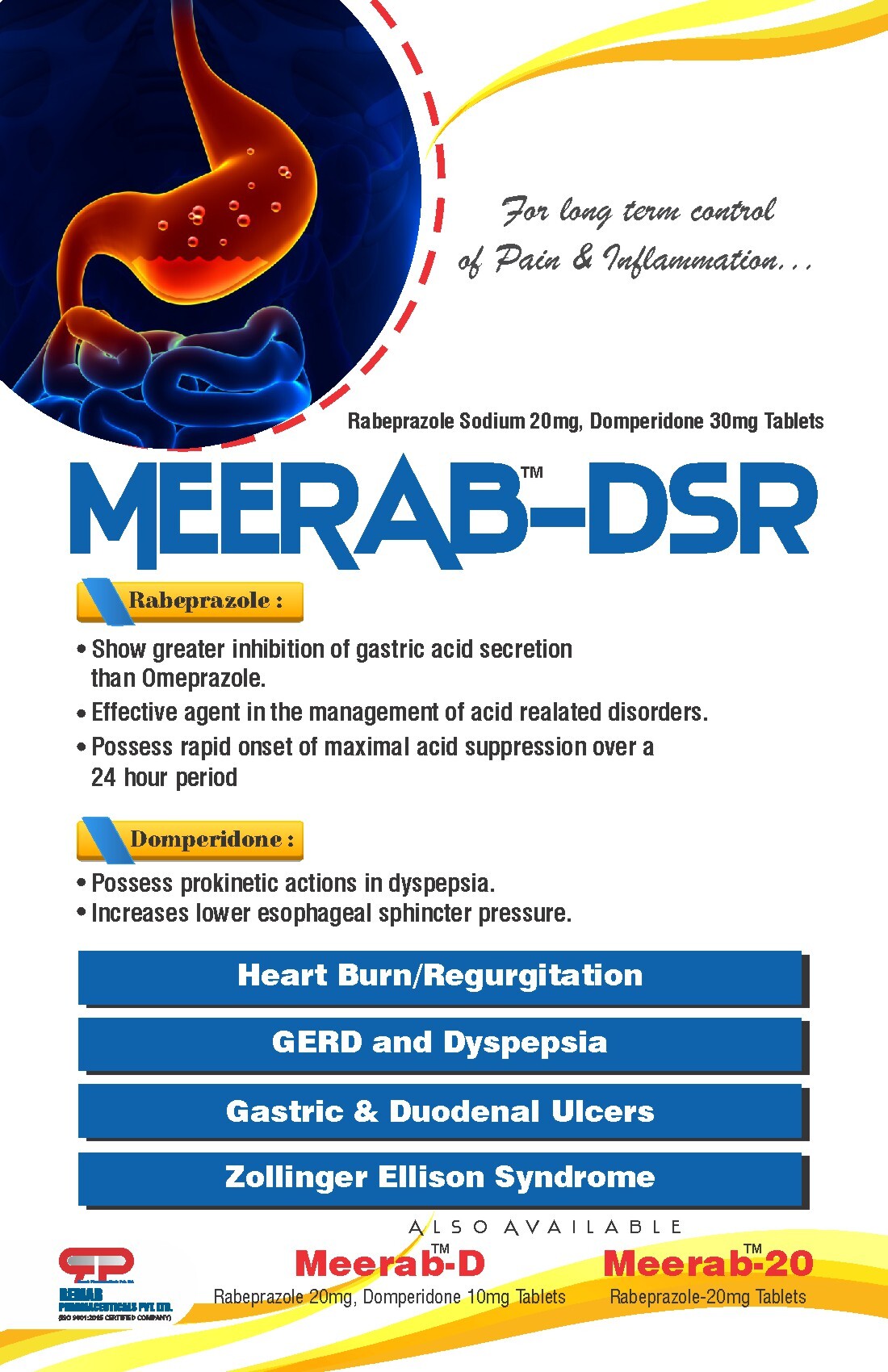 Rabeprazole Sodium 20 Mg (Enteric Coated) And Domperidone 30 Mg (Sustained Release) Capsules General Medicines