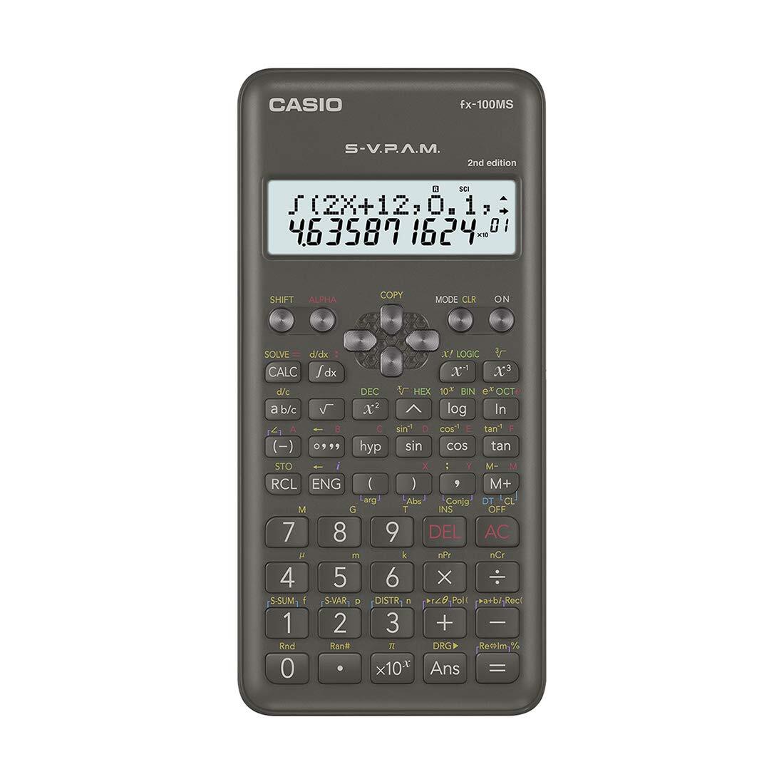 Casio Fx 100 Ms - Sleek Design, 10-digit Mantissa + 2-digit Exponential Display, Multi-replay Function, Drop & Water Resistant Body