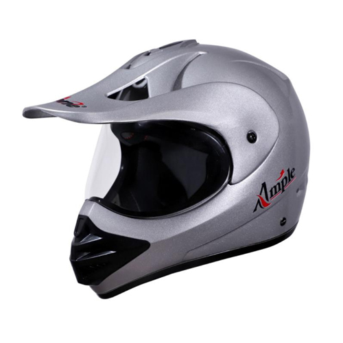 Gray Ample Silver Color Plain Helmet