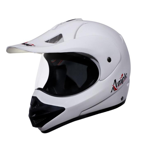 Ample Full Face Motorcycle Helmet - Plastic and Fibreglass Material , Various Sizes and Shiny White Color
