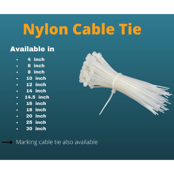 Marking Cable Tag Tie 8 Inch - Nylon, 200x3.61mm, White | Anti-aging, Anti-corrosion, High Toughness, Good Insulation, Writable Tag