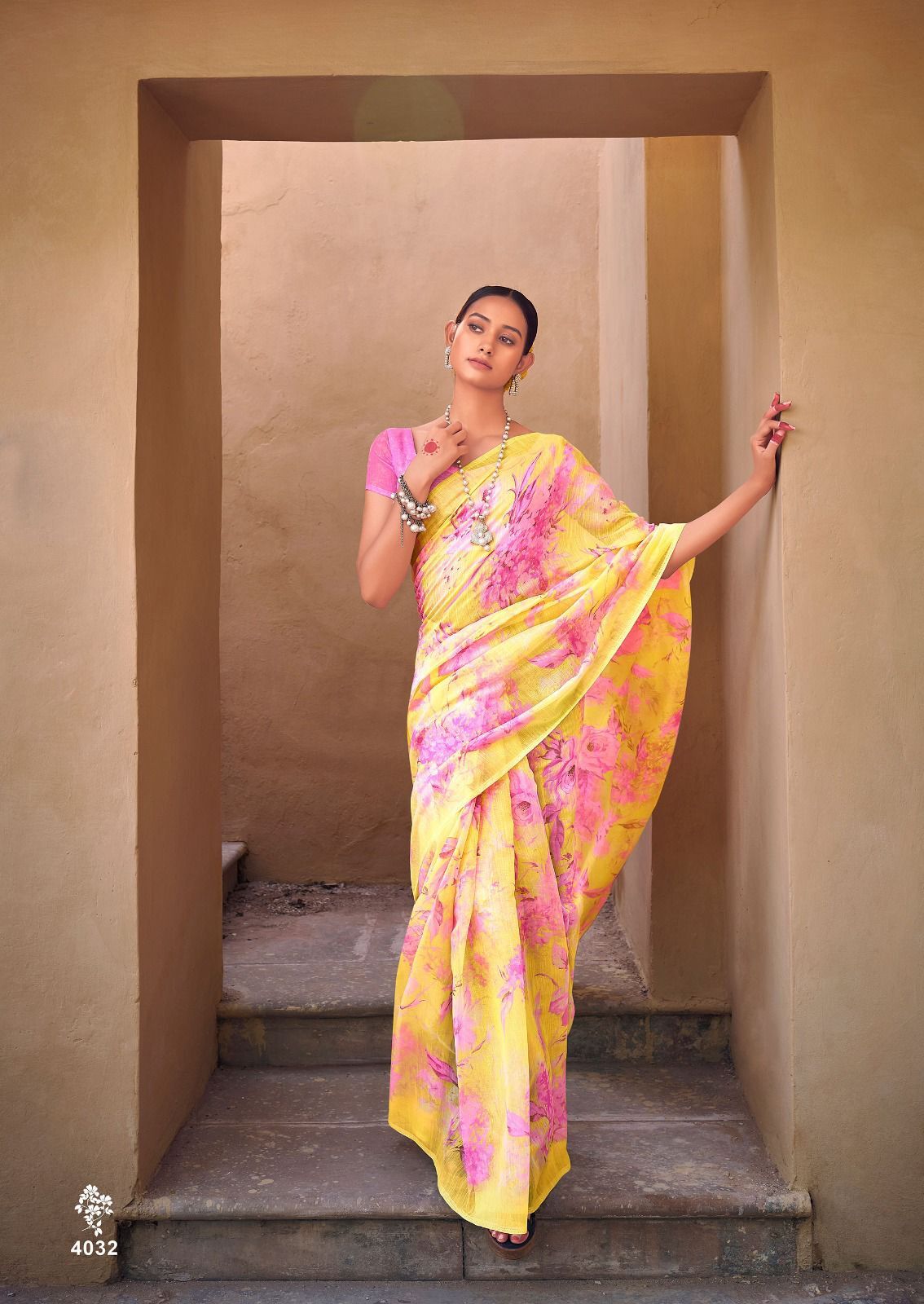 Sky Blue Ahilya Georgette Chiffion Saree