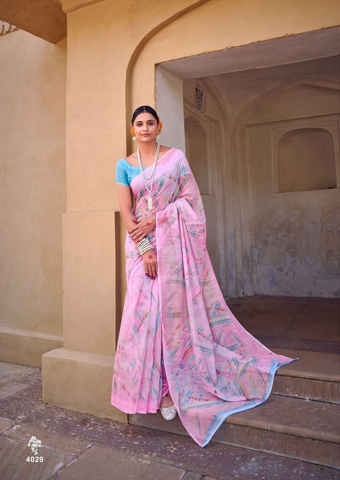 Sky Blue Ahilya Georgette Chiffion Saree