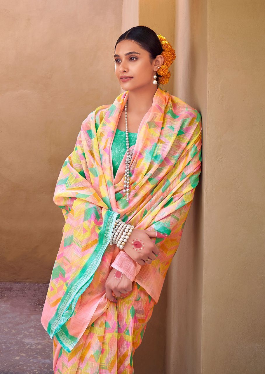 Sky Blue Ahilya Georgette Chiffion Saree