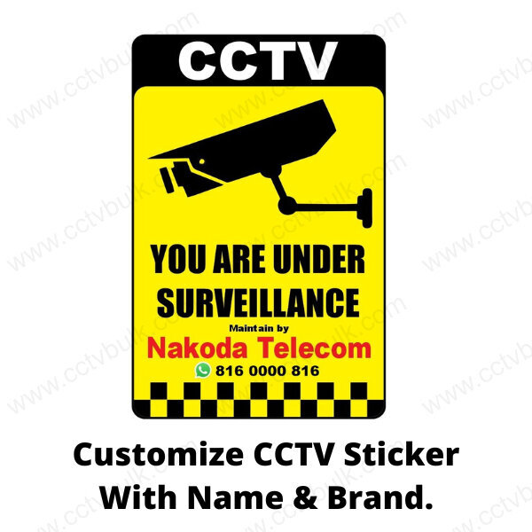 Customize Cctv Sticker With Name / Brand 100set - 9x14 Cm, Reflective Matte Finish, Laminated Polyvinyl Chloride, Uv Resistant, Waterproof, Heat Resistant