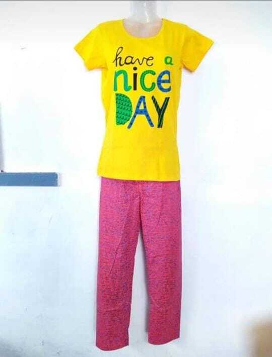 Ladies Pyjama Set - Cotton Material, Regular Fit | Pink Floral Design, Short Sleeves, Available In Sizes S-xl